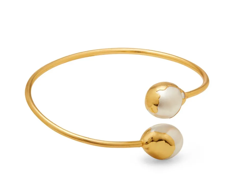 Gold Reva Bracelet With Baroque Pearls