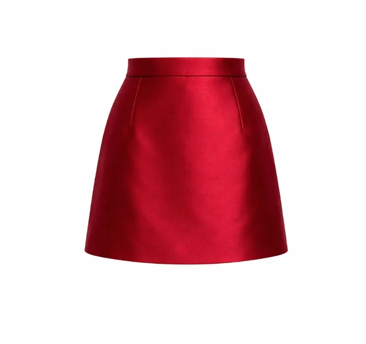 Handcrafted Silk Mini Skirt In Deep Red - Luxury Tailored Valentines Collection