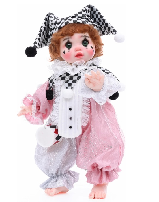 Harlequin Clown Baby Doll