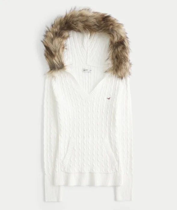 White Cable Knit Sweater