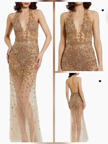 Mac Duggal Embellished Sheer Gown