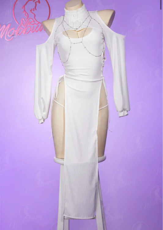 Plus Size Fern Derivative Frieren: Beyond Journey's End Sexy Lingerie Set Hollow Slit Dress and Thong with Socks Chest Chain