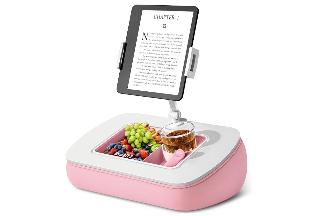 ERGONOV Lap Beanbag Tablet Pillow Stand with Snack Bowl and 360° Rotating Arm, Adjustable iPad Holder for Bed, Couch, and Recliner, Compatible with 4.7"-13" Kindle, iPad, Tablet, Phone,Pink : Amazon.com.au: Computers