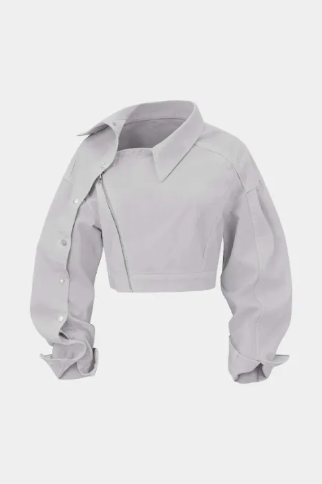 Asymmetrical Zipper Long-Sleeve Shirt