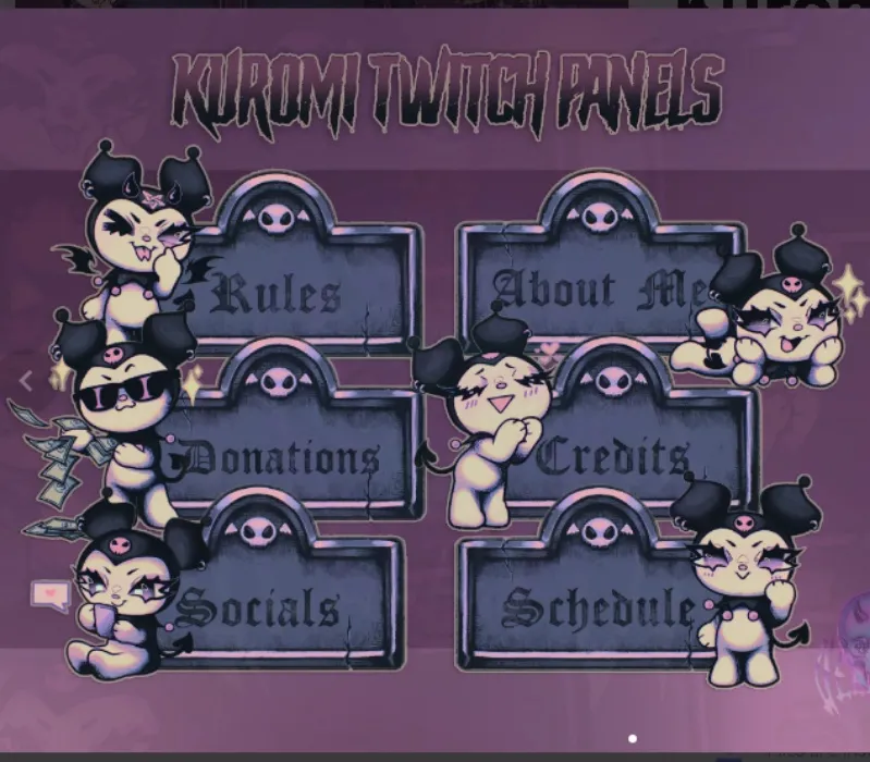 ꒰ vgen ꒱ kuromi twitch panels