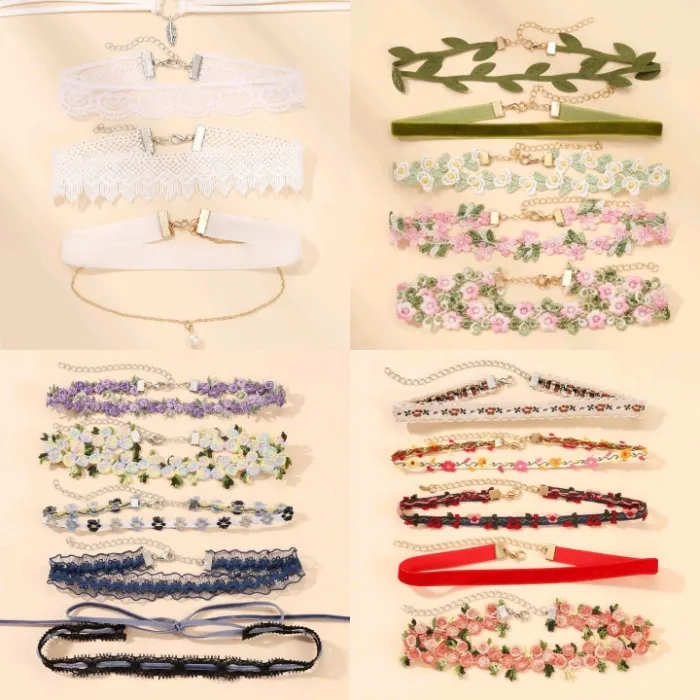 Lace floral necklaces bundle 