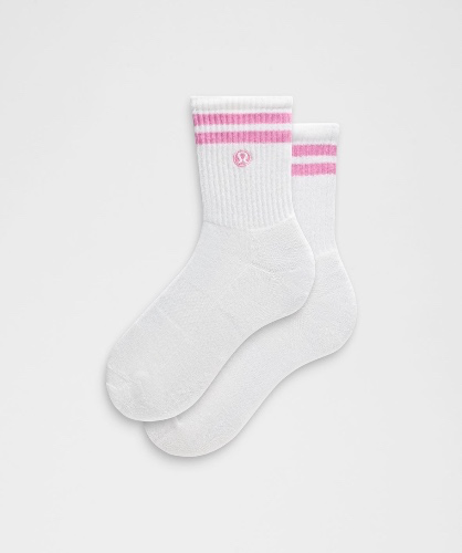 Unisex Daily Essential Quarter Socks *Stripe - White/Pink Frosting - XS