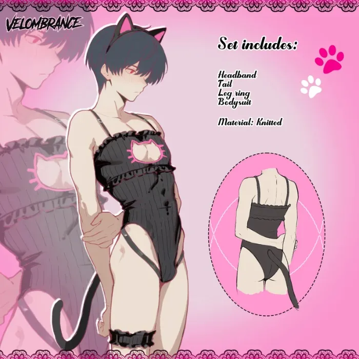 Shy Cat Bodysuit (4-Piece Set) AS75