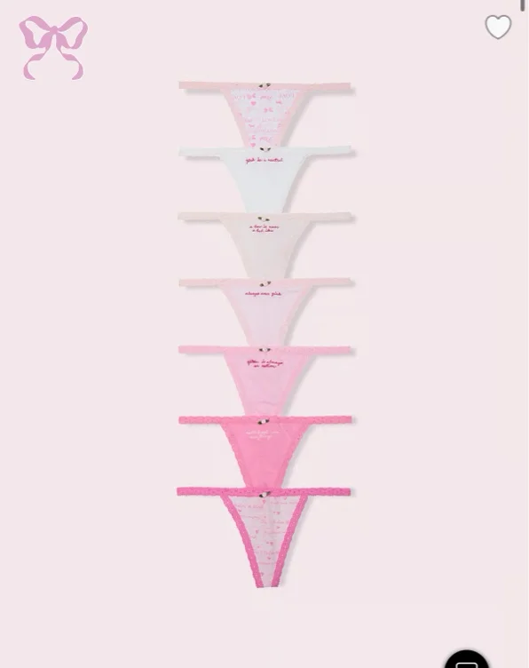 PINK x LoveShackFancy Rules of Pink 7-Pack V-String Panties
