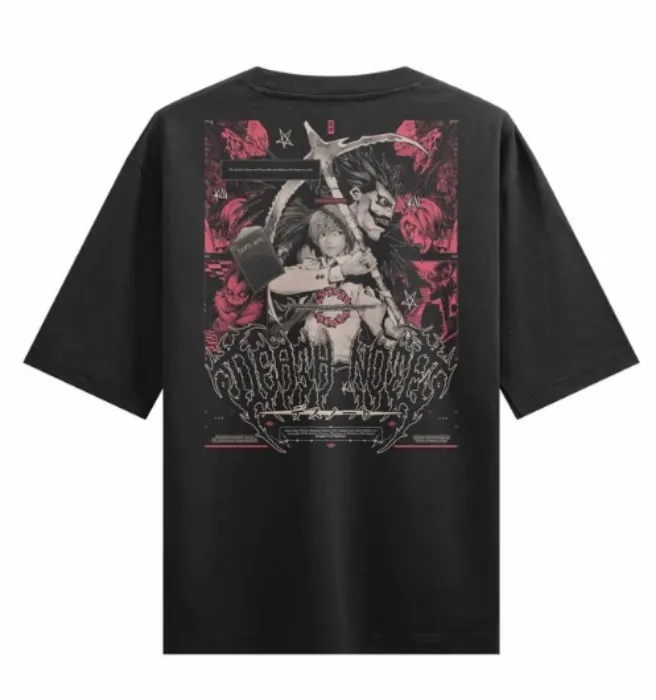 ROT DEATH NOTE- Oversized Heavy Tee - Faded Black / S