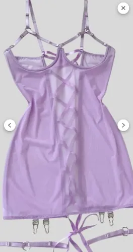 Open Cup Mesh Babydol Dress with Garter Loops