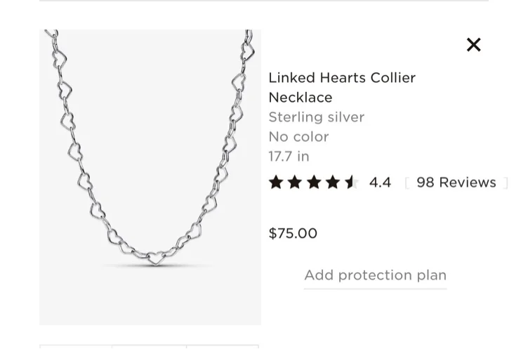 Pandora linked heart chain necklace