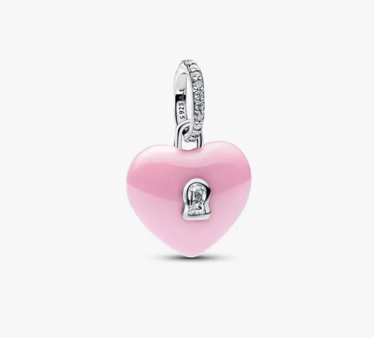 Pandora pink lock heart charm