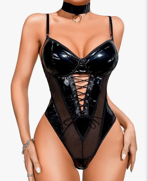 Amazon.com: Kaei&Shi Rave Outfits Bodysuit Tops, Fishnet Corset Body Suit, Sexy Lingerie For Women, Faux Leather Festival Goth,Black,X-Small: Clothing, Shoes & Jewelry