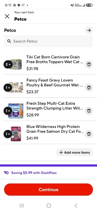 Cat Food & Cat Litter