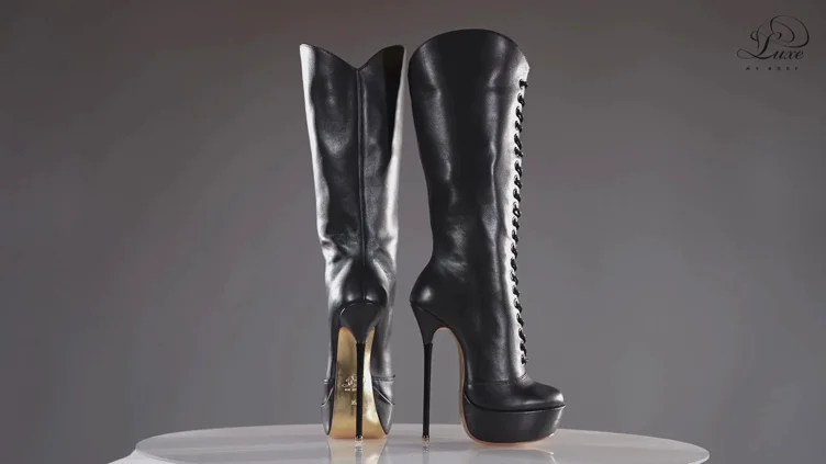 Mistress - Black Leather High Heel Boots | 42 EU
