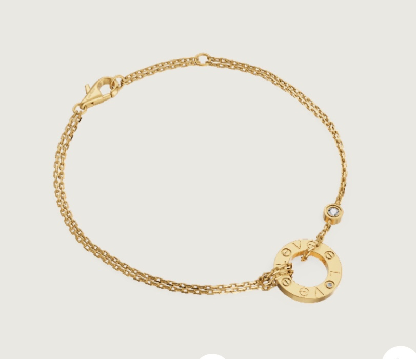 LOVE BRACELET, ON CHAIN, 2 DIAMONDS