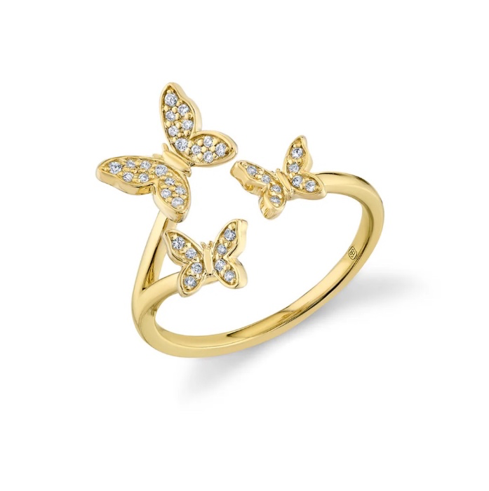 GOLD & DIAMOND BUTTERFLY CUFF RING