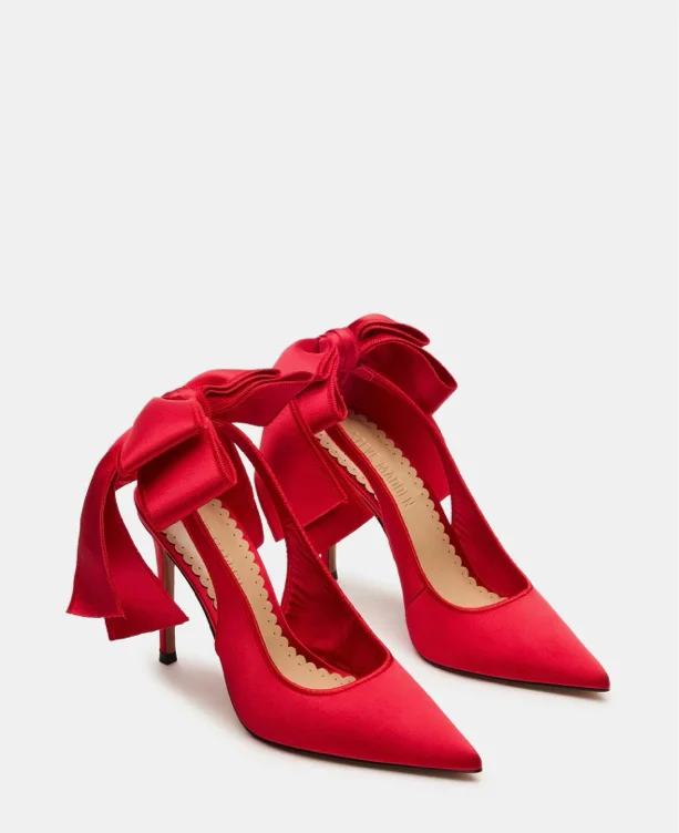 Steve Madden red satin heels 