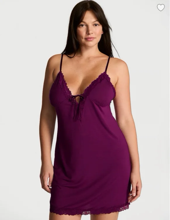 SoSoft™ Modal Lace-Trim Tie-Front Slip Dress