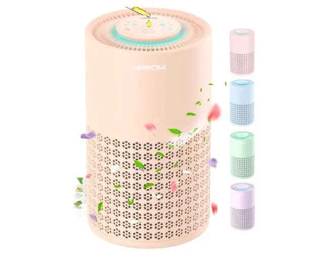 AIRROMI Air Purifier for Bedroom with HEPA 3-in-1 Filter, Pet Air Purifier for Home Cat Pee Smell, Covers Upto 990 Ft², Quiet 360°intake Air Cleaner for pet hair,allergies,pollen,Smoke，A2001 Blue