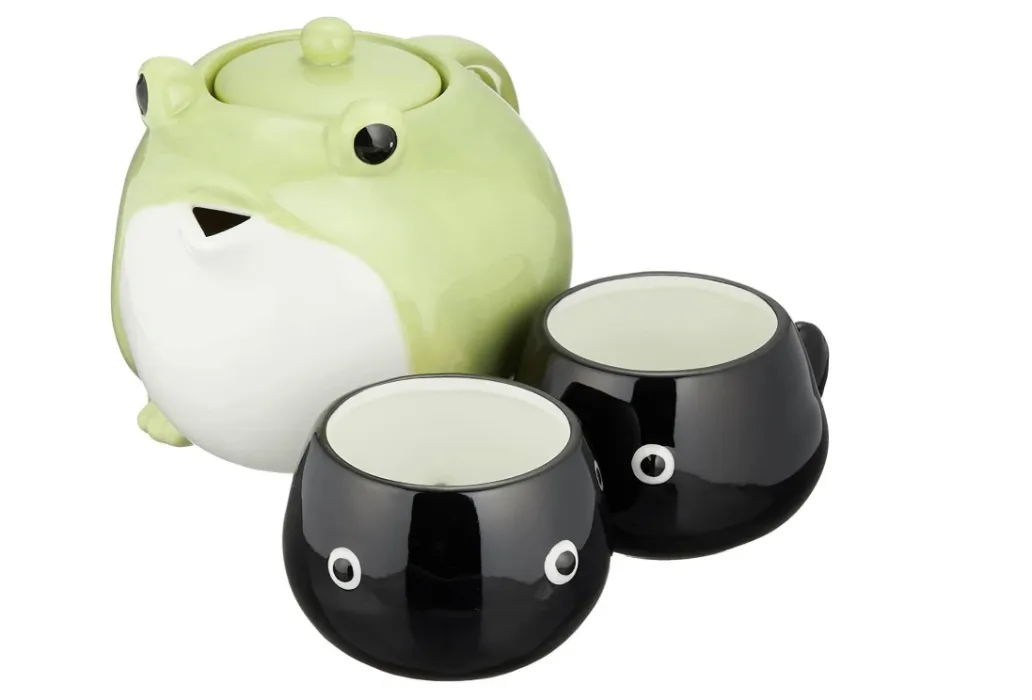 Sunart SAN3293 Cute Tableware Teapot & Tea Cup Set, Frog Parent and Child, 20.3 fl oz (600 ml), 45.1 fl oz (140 ml)