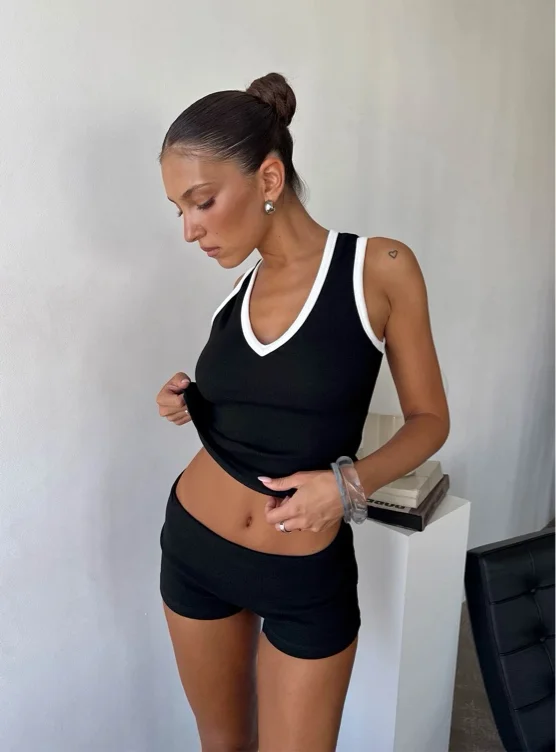 Black mini shorts