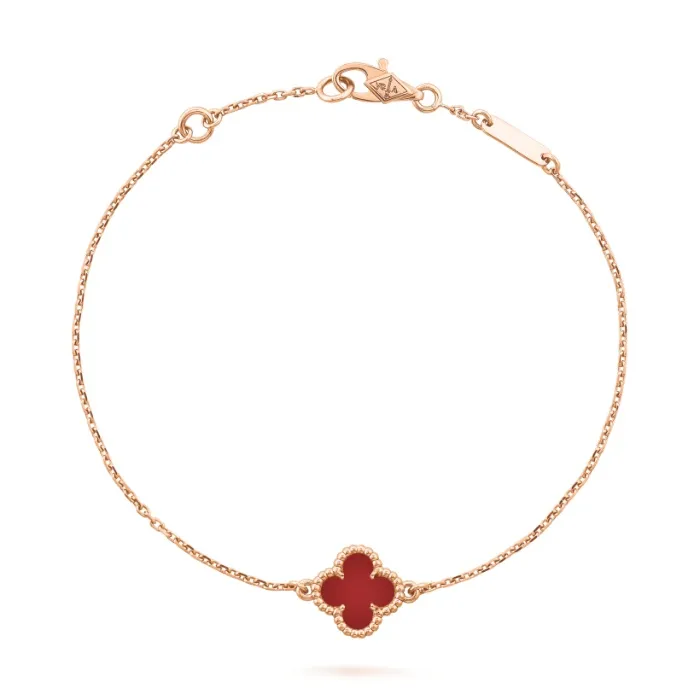 Sweet Alhambra bracelet 18K rose gold, Carnelian - Van Cleef & Arpels