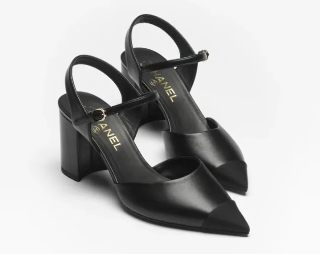 Slingbacks - Lambskin & grosgrain, black — Fashion | CHANEL