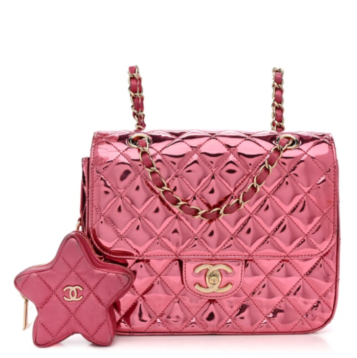 Chanel Mirror Calfskin Metallic Backpack Pink