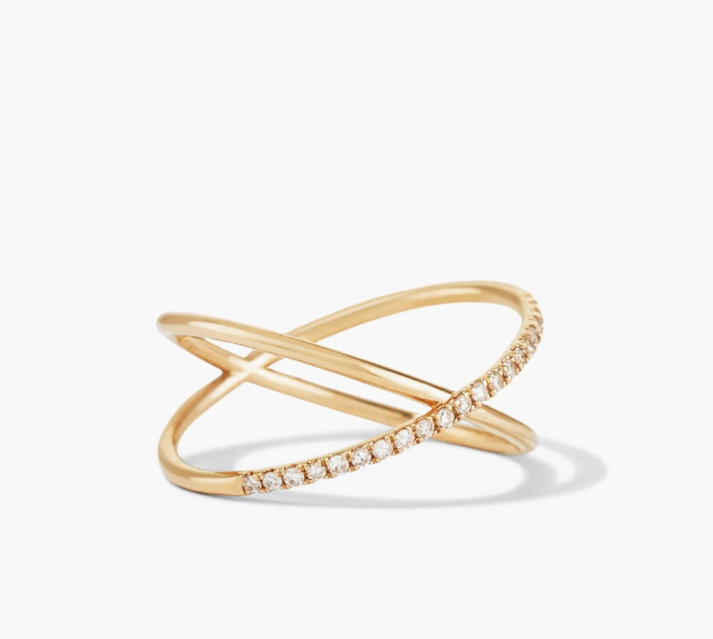 Pave Diamond x Ring 14k gold