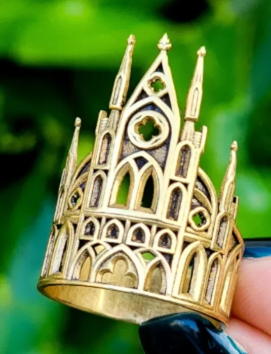Brass Gothic Cathedral Ring