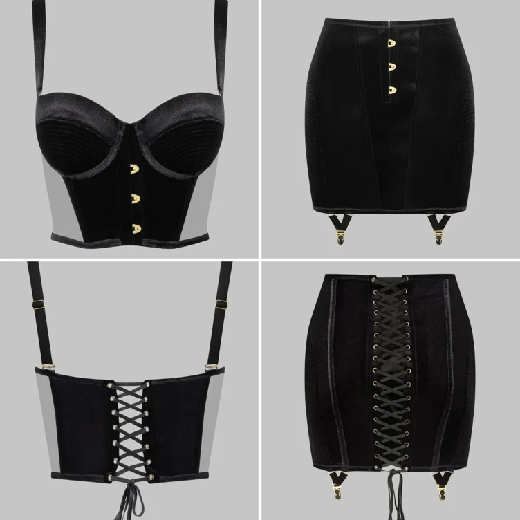 Scandale bustier bra & skirt with garter belt