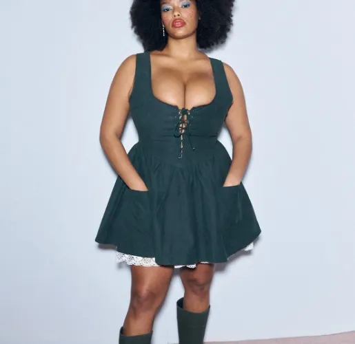 Farm Chores Mini Dress Forest | 3X / Green