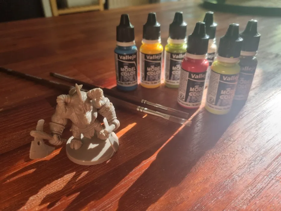 Paints and brushes for miniatures