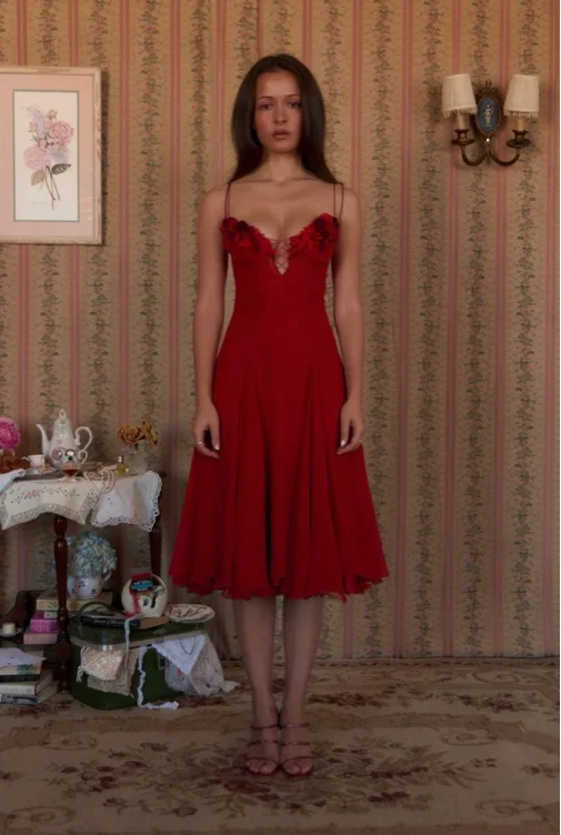 Valentina Dress in Scarlet