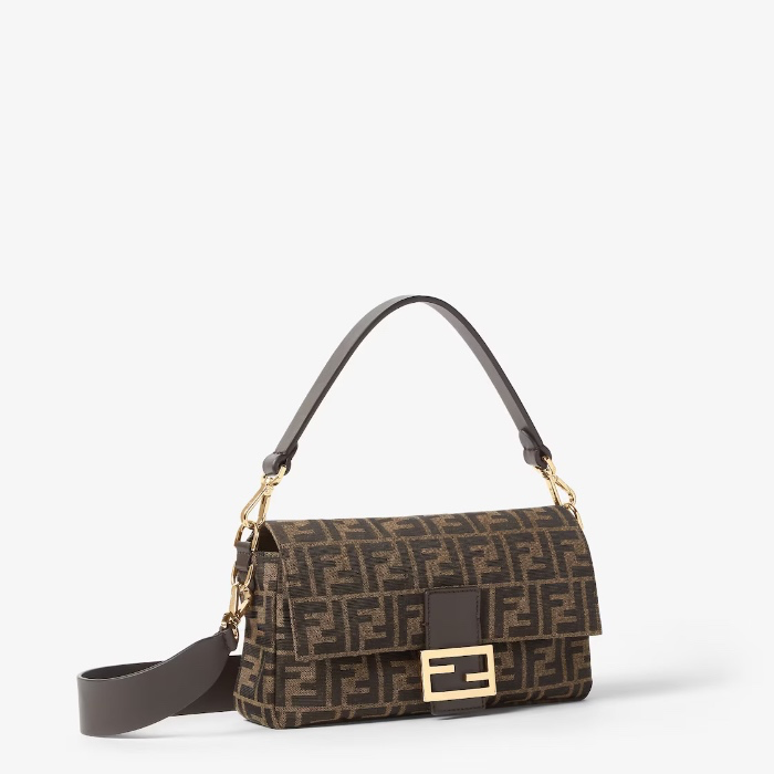 BAGUETTE®  Tobacco brown FF jacquard fabric bag