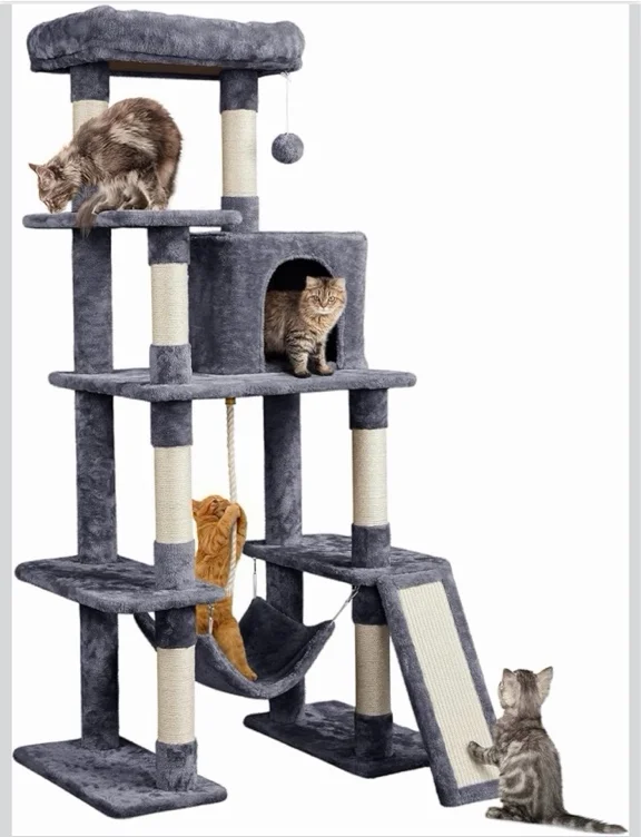 Yaheetech 63in Sturdy Large Cat Tree for Indoor Heavy Cats, Tall Tower