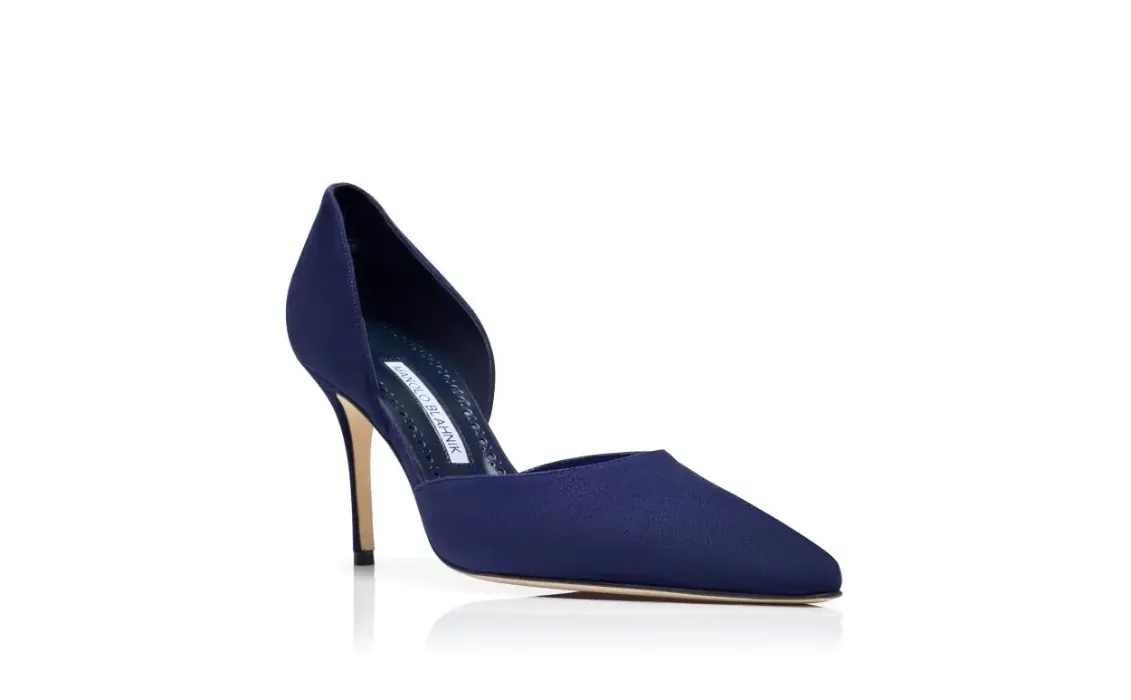 Manolo Blahnik Navy Blue Suede D'Orsay Pumps