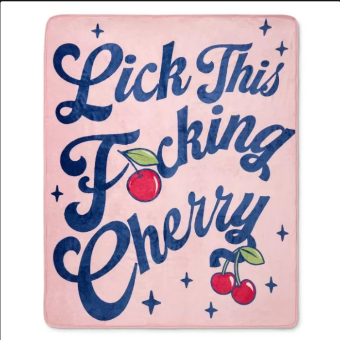 Lick this Fucking Cherry Fleece Blanket - Spencer's