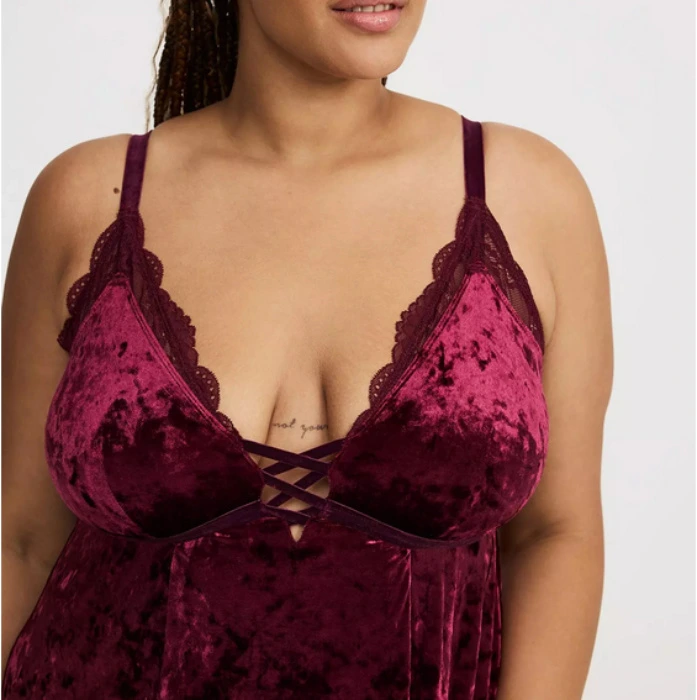 Velour Lingerie Maxi Slip Dress