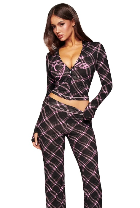 BLARE HOODIE - BLACK WARPED PLAID