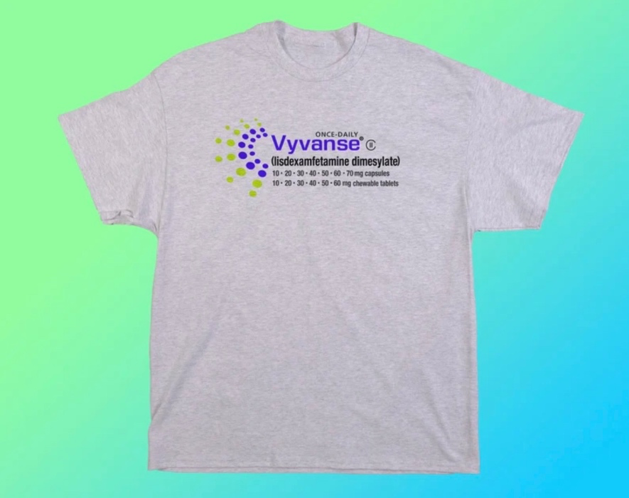 Vyvanse graphic on Ash Grey T-shirt