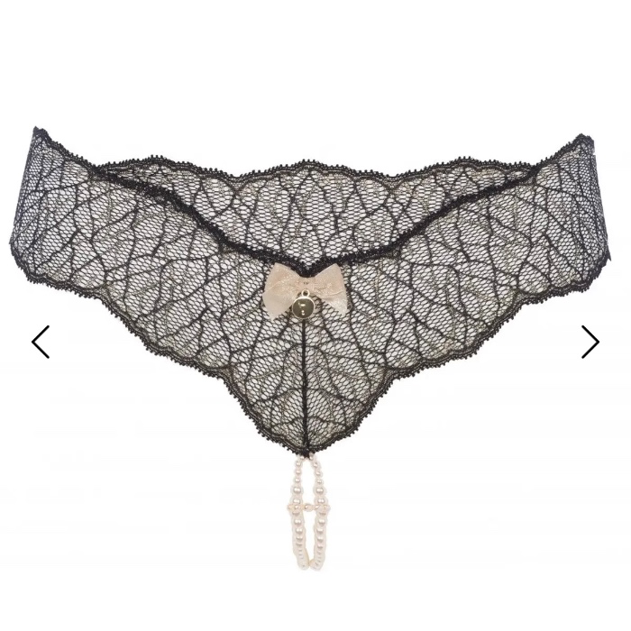 BRACLI Sydney Double Black Pearl String Panty