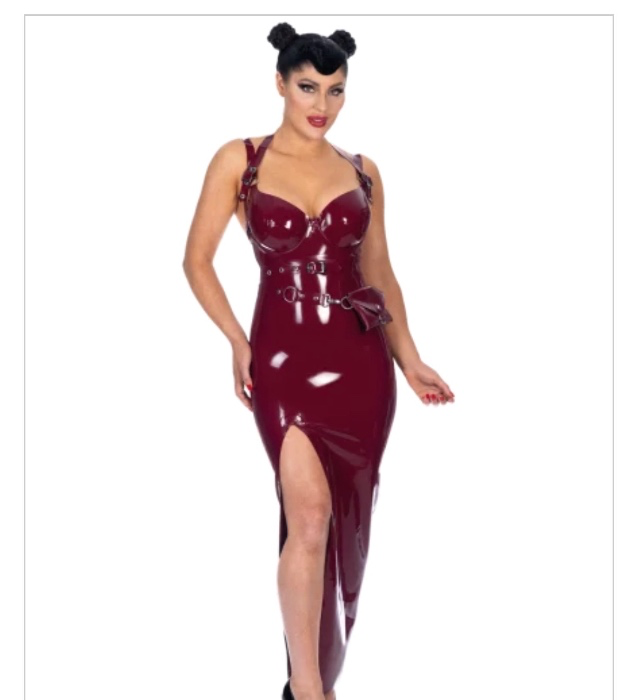 Burgundy latex dress 