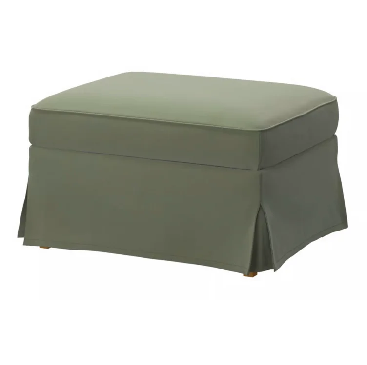 EKTORP Footstool with storage - Hakebo grey-green