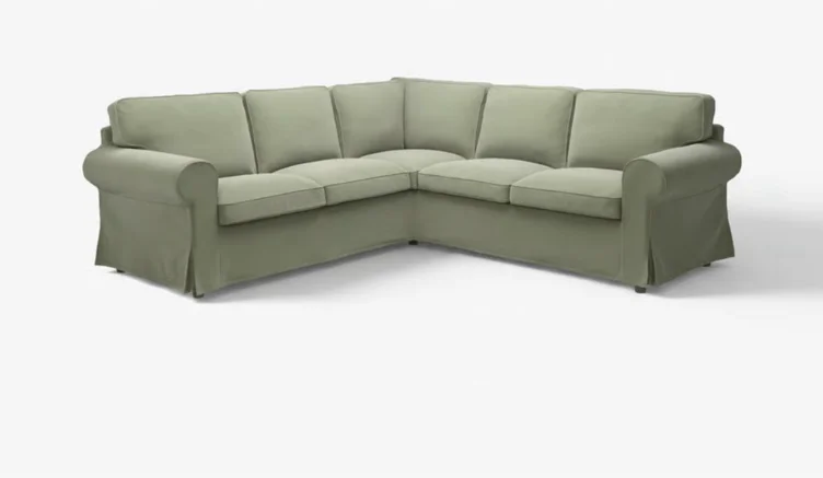 EKTORP Corner sofa, 4-seat - Hakebo grey-green