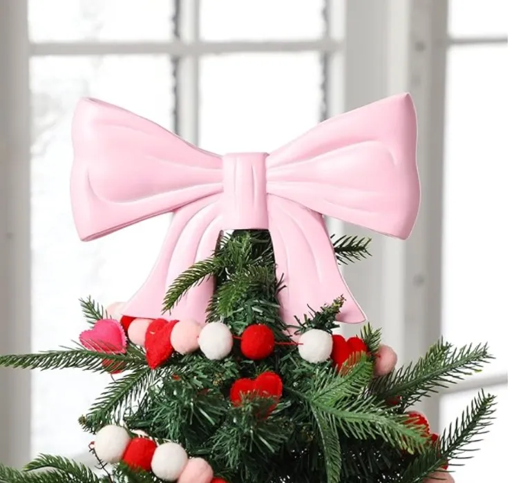 Pink Bow Christmas Topper 
