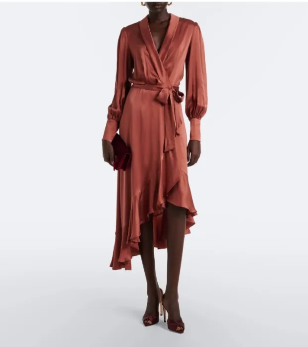 Zimmermann silk satin wrap dress