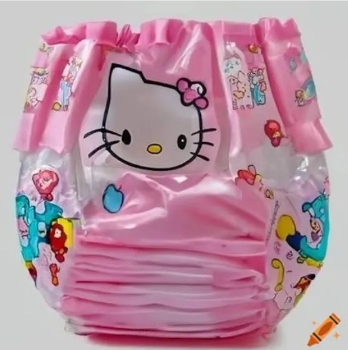 put me in  a hello kitty diaper mummy mmmm